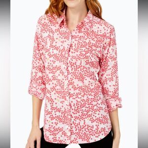 Foxcroft Zoey Wrinke Free Apples to Apples Button Down Shirt Size 10